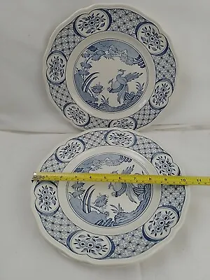 Buy Two Dinner Plate Old Chelsea Furnivals 10/4  Blue & White Lightly Used (B) • 22£