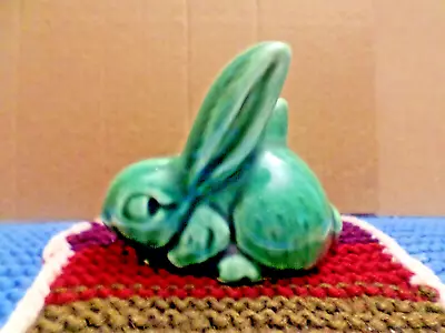 Buy Vintage Dee Cee England  Pottery Green  Bunny Rabbit Figurine Ornament • 18£