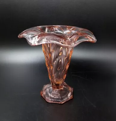 Buy Vintage Pink Glass Bud/Stem Vase Art Deco Style Flared Rim 12.75cm Tall • 13.73£