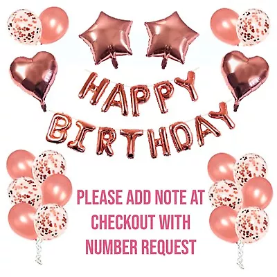 Buy Rose Gold Happy Birthday Bunting Banner Decorations Balloons Party Girls Women • 5.49£