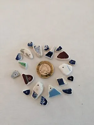 Buy 2685# 20 Small /tiny Drilled Sea Pottery/china Sea Art Crafts. You Must Read  • 7.99£