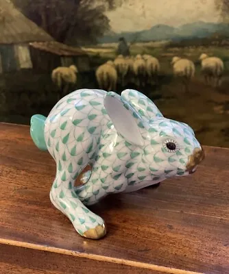 Buy Stunning Herend Green Fishnet Hopping Running Rabbit Bunny Hare Hungary 3.75” • 381.33£