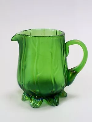 Buy Antique Art Nouveau Loetz  Iridescent Green Glass Neptun 3.5   Cream Jug • 79.99£