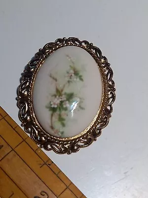 Buy Vintage Kitsch Donegal Parian China Oval  Brooch Pin Bone China Floral  • 9.50£