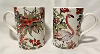 Buy Kent Pottery Porcelain Tea Cup Coffee Mug Pink Red Tropical Flamingo - Lot Of 2 • 17.62£