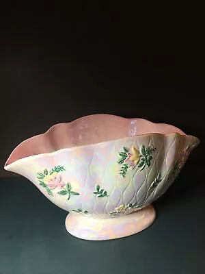 Buy Vintage Pink Lustre Glaze Maling Floret Vase Centre Piece 15cm H 29cm Wide • 12.50£