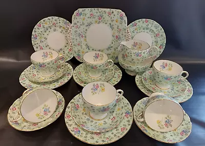 Buy E B Foley China Mint Green Floral Teaset 21 Pieces • 69.95£