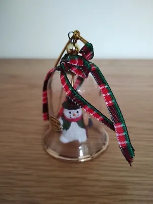 Buy VINTAGE GLASS BELL With SNOWMAN CHRISTMAS TREE BAUBLE • 8£