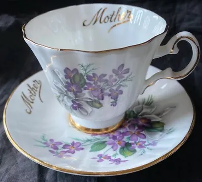 Buy Royal Grafton Mother Day Fine Bone China Tea Cup & Saucer Violet Gold Trim FLAW  • 19.17£