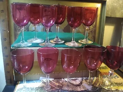 Buy Harlequin Set 11 Antique Late Victorian Cranberry Sherry  Port Drinking Glasses  • 40£