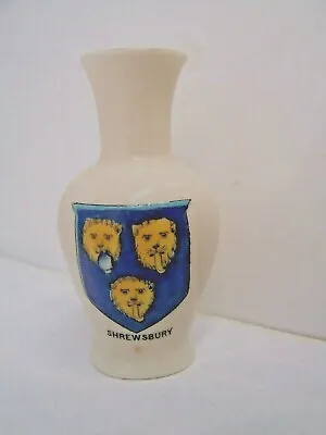 Buy Vase, Shrewsbury, Coat Of Arms, Hancock & Sons, Corona Ware, 1935, Vintage • 4.99£