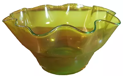 Buy Unusual Large Vintage Retro Bright Green Colour Art Glass Fruit Or Serving Bowl • 16.50£