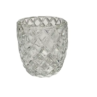Buy Vintage HomCo Votive Candle Holder Clear Cut Glass Diamond Pattern • 18.05£