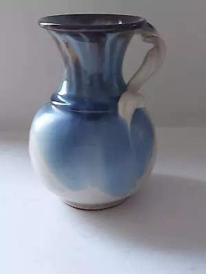 Buy Studio Pottery Stoneware Blue Glaze Jug Twist Freeform Handle • 13£