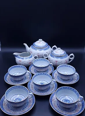 Buy Chinese Translucent Gold Gilded-Dragon Porcelain Tea Set For 6 With Teapot • 109.90£