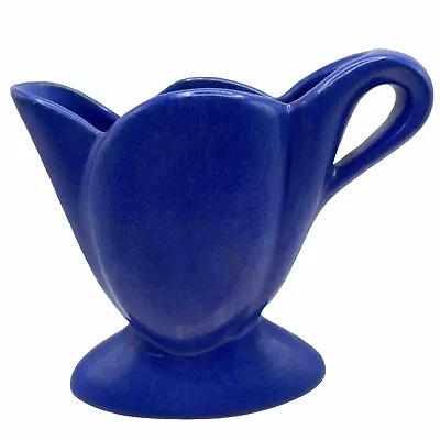 Buy Vintage Camark Pottery 5 1/4” Dark Blue Tulip Vase Pitcher Planter Vessel Vtg • 21.10£