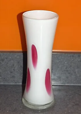 Buy Pink / White Art Glass  Vase Swedish Style   24 Cms High • 12£