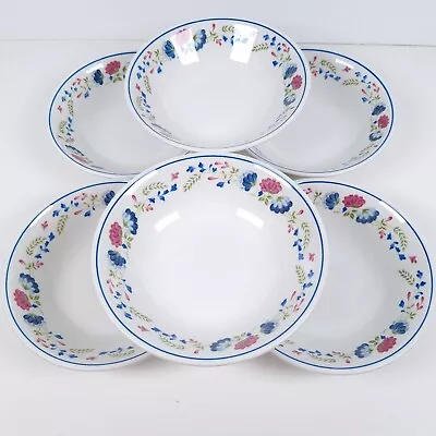 Buy BHS Priory Cereal Bowls 17cm Vintage Blue Floral Tableware Made In Britain X 6 • 29.39£