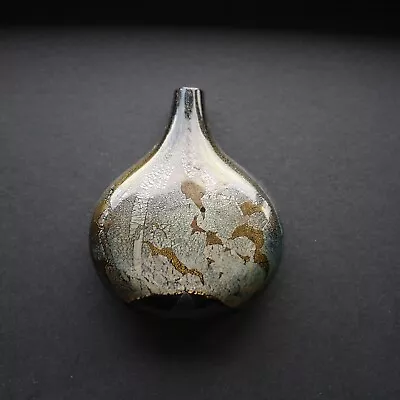 Buy Vintage Isle Of Wight Glass - Black & Gold Azurene Decorated Lollipop Vase • 5£