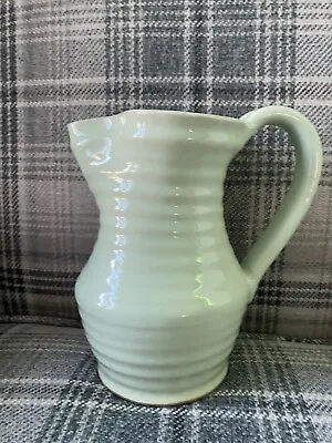 Buy Bourne Denby Pinched Top Stoneware Pale Green Ribbed Jug  17.5 Cm Tall Approx • 8£