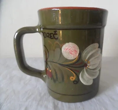 Buy Large Heavy Porec Studio Pottery Green Beer Tankard Mug Art Ware Flower • 9.99£