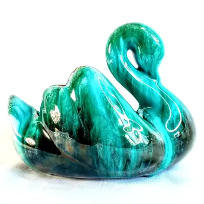 Buy Vintage Blue Mountain Pottery Canada Goose Swan Green Teal Drip Bowl Planter • 28.44£
