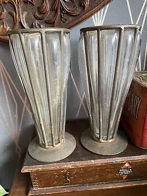 Buy 2 X Antique Large Vases Iron~Work Glass, Beautiful Deco Style, • 200£