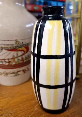 Buy Vintage West German(?) Pottery Vase Bold Lines In Blck & Yellw Marked  Foreign  • 24.99£
