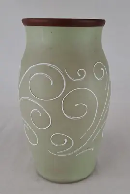 Buy Vintage Denby Ferndale Stonewear Green White Scroll Vase 9.5  Tall • 7.99£