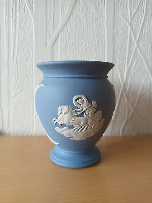 Buy Wedgwood Jasperware White On Pale Blue Footed Round Vase 95mm X 83mm Approx RARE • 18.95£
