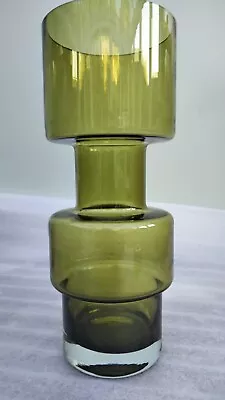 Buy 70s Cased Olive Green Hooped Glass Vase Tamara Aladin Riihimaen Lasi Riihimaki • 69.89£