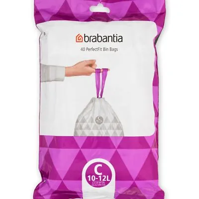 Buy Brabanita Waste Bin Liners Dispenser Pack Perfect Fit Size C 10-12L - 40 Bags • 8.39£