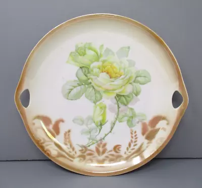 Buy Vintage Germany Cake Plate Yellow Roses Double Handles • 13.94£