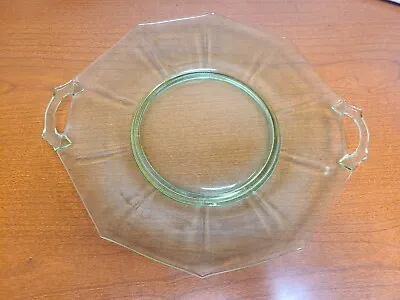 Buy Green Depression Glass 2 Handled Serving Plate Decagon • 11.51£
