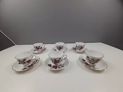 Buy 6 X Ridgeway Potteries Queen Anne Bone China Cups & Saucers - Roses - 8302 • 15£