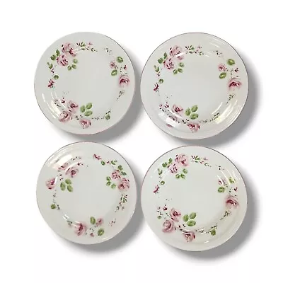 Buy Gibson Set Of 4 Everyday China 7  Salad Plate Pink Rose Flowers Water Color • 24.66£