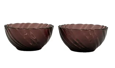 Buy Vintage Bormioli Purple Amethyst Ribbed Swirl Duralex France Glass Bowl - Read • 5.78£