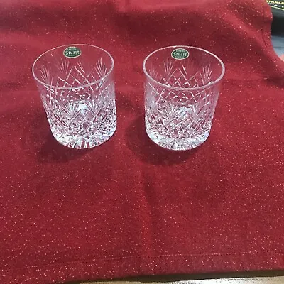 Buy Pair Of Vintage Stuart Crystal Whisky Tumblers Shot Glasses  England 8 Cm Tall • 30£