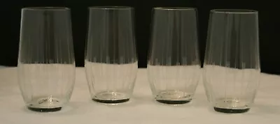 Buy Mid Century Modern Clear Crystal Tumbler Glasses Incised Vertical Lines Set Of 4 • 24£