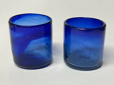 Buy (2) Vintage Cobalt Handblown Glass Tumblers • 17.01£
