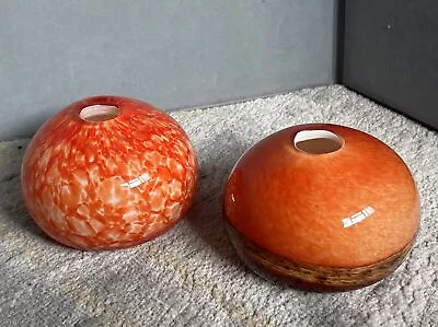 Buy 2 X Stunning  Orange Globe Vases  - Murano 1970s • 29.90£
