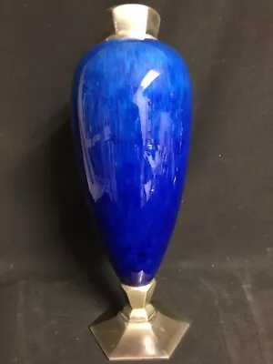 Buy Old Large Paul Milet Vase Blue Ceramic Silvered Bronze Sevres Attributed 20th C • 693.35£