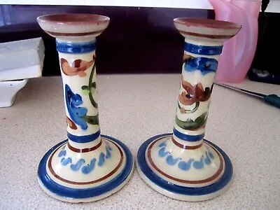 Buy ALLER VALE Pottery Torquay  PAIR Of N1 Candle Sticks Mottos 18 Cm • 14.99£