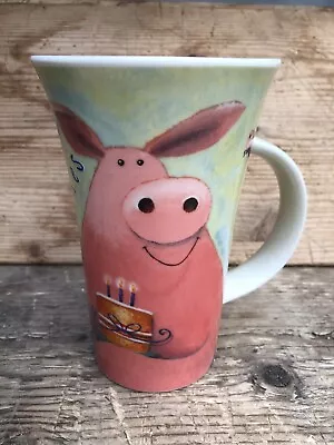 Buy Dunoon Birthday Wishes Tall Stoneware Pig Mug Kate Mawdsley • 11.99£