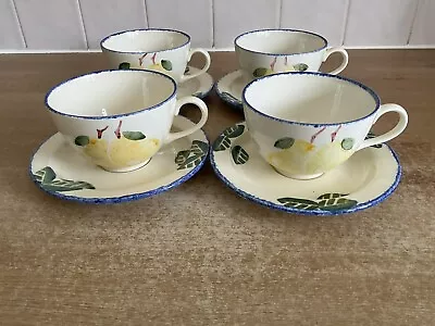 Buy Poole Pottery Dorset Fruits - Pears - 4 X Cups & Saucers • 28£