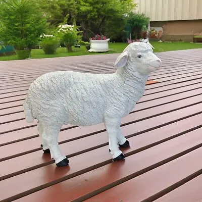 Buy Sheep Statue Garden Ornaments Outdoor Resin White Sculpture Fun Farm Yard Animal • 29.99£