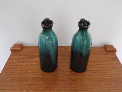 Buy Blue Mountain Pottery Vase Small Decanter W/ Handle Blue Green Drip Glazed H 6   • 42.69£
