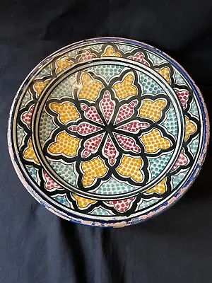 Buy Distinctive Antique Handmade SAFI Moroccan Pottery Bowl / Charger Wall Plate • 162.12£