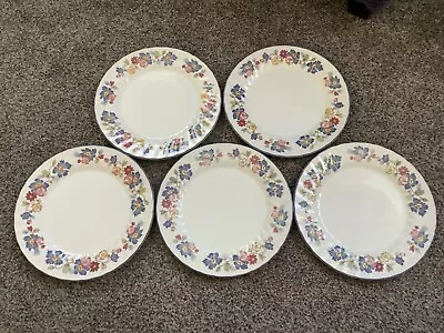 Buy 5 X Vintage Fine MYOTT MEAKIN Tableware Dinner Plates Floral Spiral Ribbed Rim • 24.99£