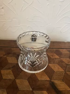 Buy Vintage Cut Glass Crystal Preserve Marmalade Jam Honey Jar Metal Lidded Pot • 12£